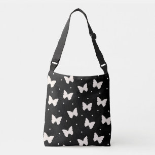 Bolsa Ajustável Borboleta e Bolinhas - Creme Preto