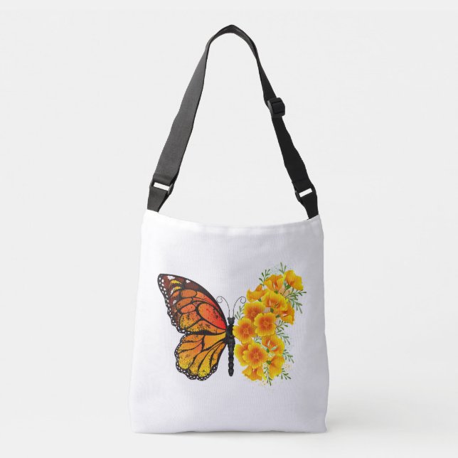 Bolsa Ajustável Borboleta Flor com Papagaio Amarelo da Califórnia (Frente)