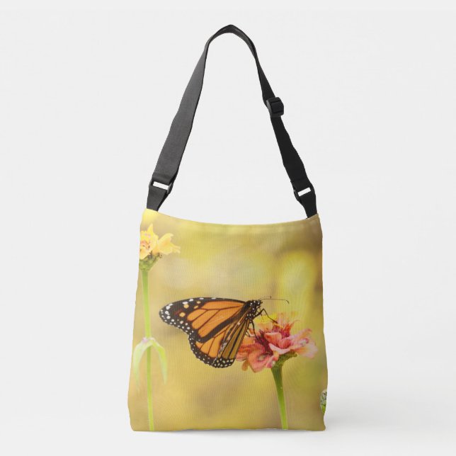 Bolsa Ajustável Borboleta Monarca na Zinnia (Frente)