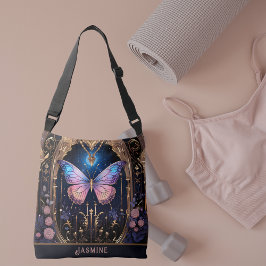 Bolsa Ajustável Borboleta Na moda azul-rosa ornamentado azul-Doura