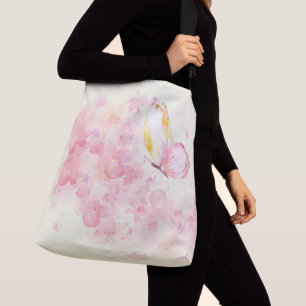 Bolsa Ajustável Borboletas e flores de aquarelas