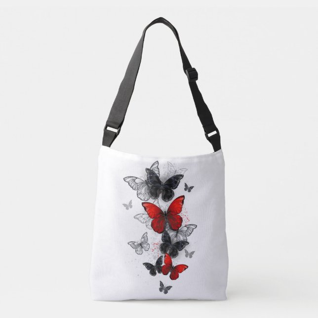 Bolsa Ajustável Borboletas Negras e Vermelhas (Frente)
