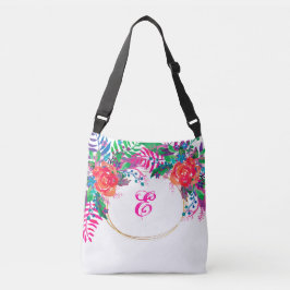 Bolsa Ajustável borda dourada floresta floral inicial personalizad