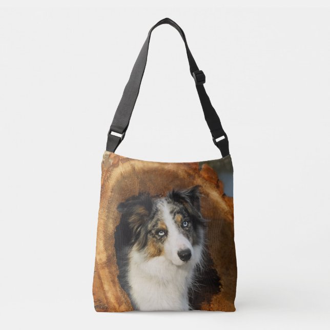 Bolsa Ajustável Border Collie Blue Merle Dog Photo - on (Frente)