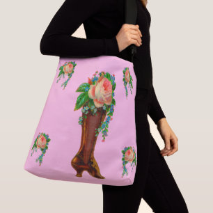 Bolsa Ajustável Bota vitoriana segurando flores