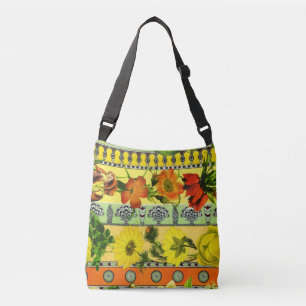 Bolsa Ajustável Botânica Amarela Vintage Garden