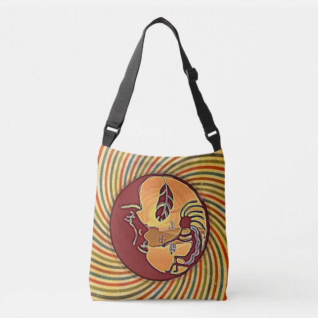 Bolsa Ajustável Botão Paisagem - Lua Kokopelli Feather 1 (Frente)
