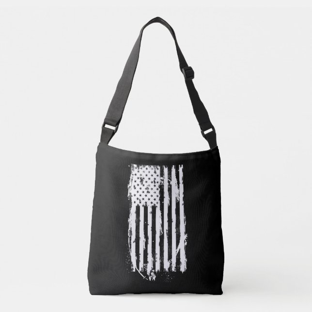 Bolsa Ajustável Branca Incomodada com Bandeira Americana (Frente)