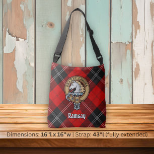 Bolsa Ajustável Brasão do Clã Ramsay sobre Tartan Vermelho