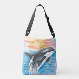 Bolsa Ajustável Breaching Orca Whale  Sunset Watercolor
