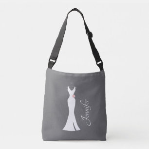 Bolsa Ajustável Brilho branco elegante na Cinza - Design simples N