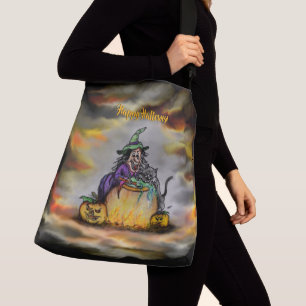 Bolsa Ajustável Bruxa e Gato Negro, Feliz Halloween!