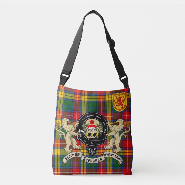 Bolsa Ajustável Buchanan Clan Crachá & Tartan Crossbody Bag (Frente)