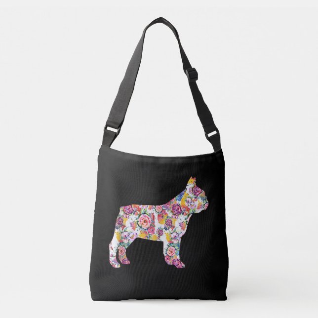 Bolsa Ajustável Bulldog Francês Patterno de Flor Francês Bulldog (Frente)