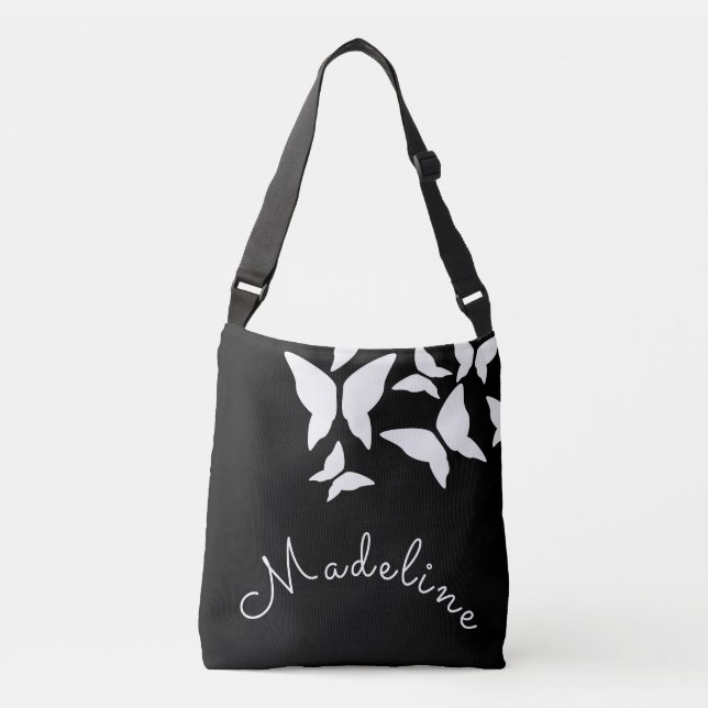Bolsa Ajustável Butterflies Nome do Script Drastring Bag (Frente)