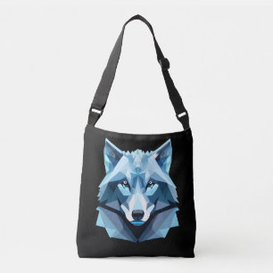 Bolsa Ajustável Cabeça de Lobo Geométrico Azul