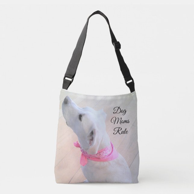 Bolsa Ajustável Cachorro Branco Vista Scarf Rosa (Frente)