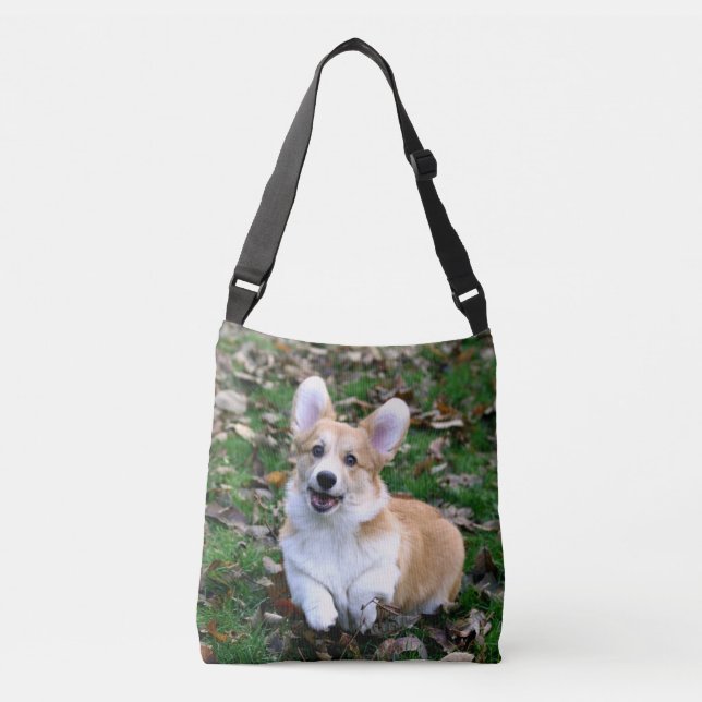 Bolsa Ajustável Cachorro Corgi Corgês Cortado Pulando (Frente)