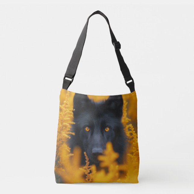 Bolsa Ajustável Cachorro Negro com Olhos Ouro Incríveis (Frente)