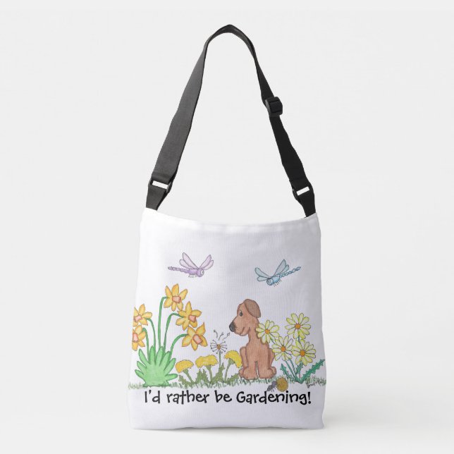 Bolsa Ajustável Cachorro no Jardim de Flores (Frente)
