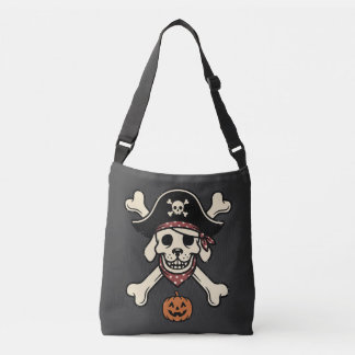 Bolsa Ajustável Cachorro Pirata Vintage Halloween Crânio Ossos Cru