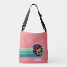 Cachorro Rottweiler Nome Personalizado Faixa Retro