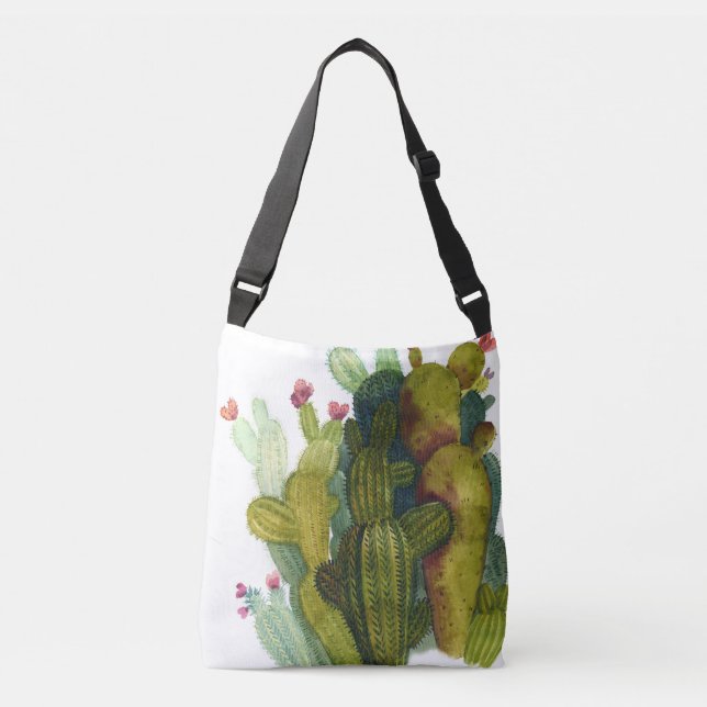 Bolsa Ajustável Cactos, suculentes: aquarela vintage. (Frente)