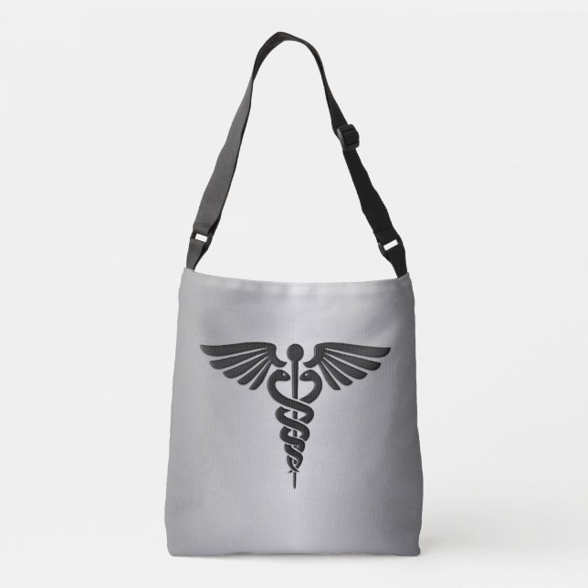 Bolsa Ajustável Caduceu Médico de Prata (Verso)