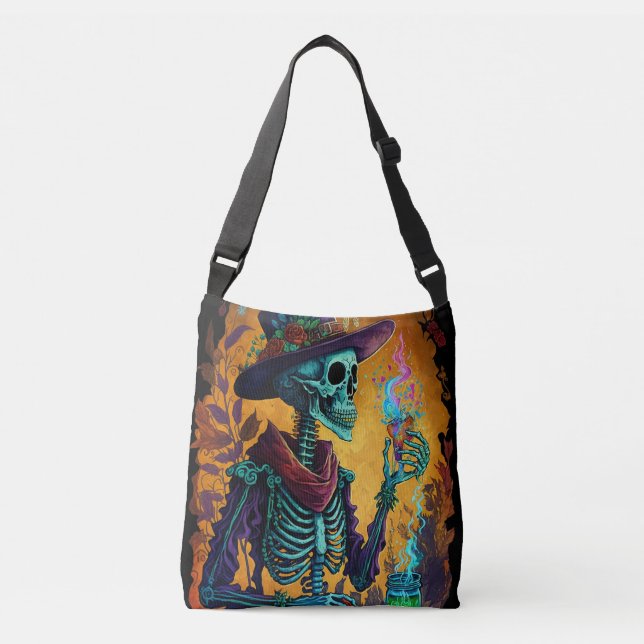 Bolsa Ajustável Calavera Cheers - Arte do Esqueleto Mexicano (Frente)