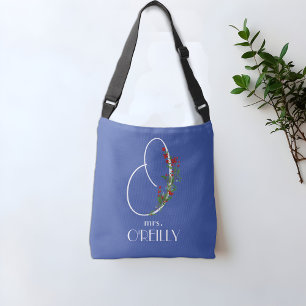 Bolsa Ajustável Caligrafia com aquarela de Boho O azul de professo