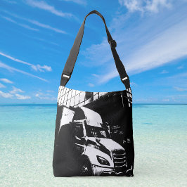 Bolsa Ajustável Caminhão canadense na paisagem urbana preto e bran