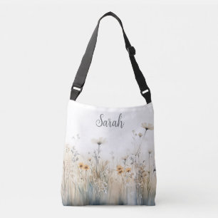 Bolsa Ajustável Campo Rústico de Monograma de Flores Selvagens