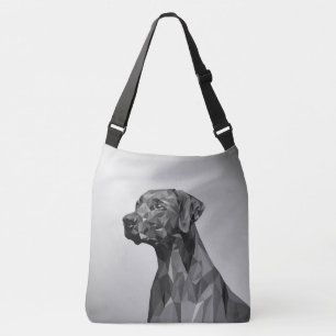 Bolsa Ajustável Cão Geométrico da cinza em Prata