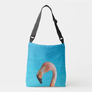 Bolsa Ajustável Cara flamingo rosa contra água azul em