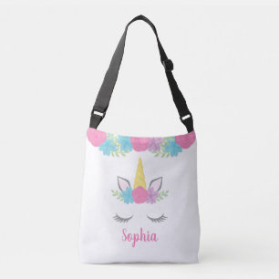 Bolsa Ajustável Cara floral do unicórnio personalizada