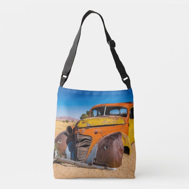 Bolsa Ajustável Carro antigo e abandonado em Solitaire, Namíbia (Verso)