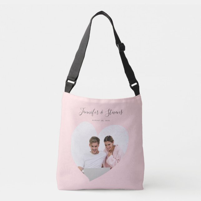 Bolsa Ajustável Casal personalizado PhotoHeart Blush Pink Aniversá (Frente)