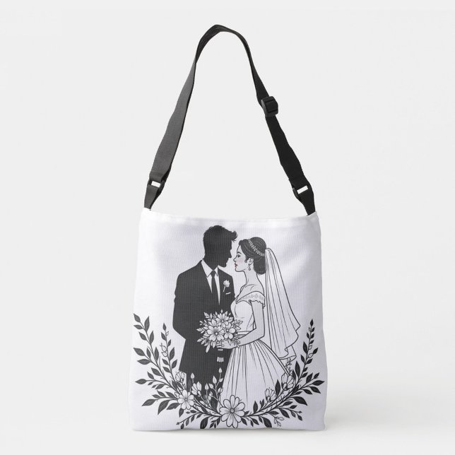 Bolsa Ajustável Casando-se (Front of Tote Bag Wedding Couple Silhouette!)