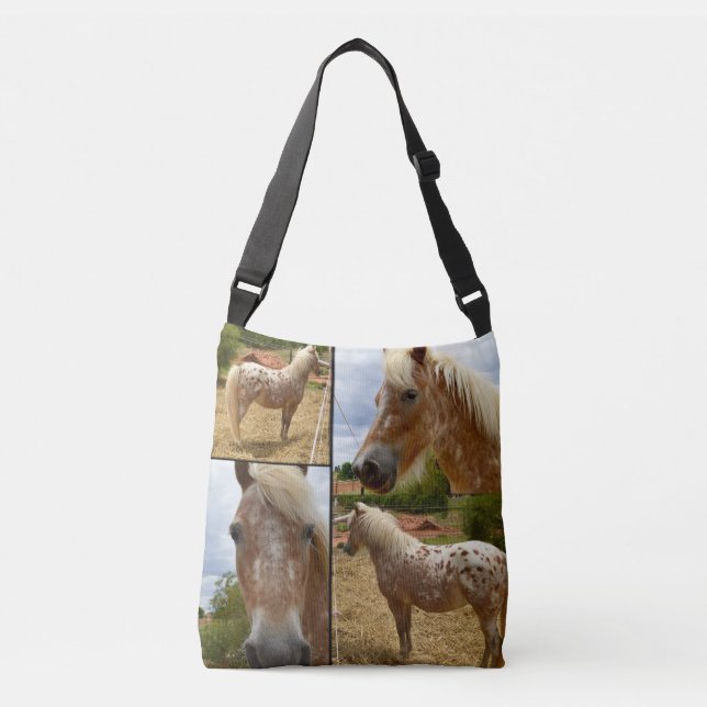 Bolsa Ajustável Cavalo Appaloosa, Colagem Fotográfica Bag Crossbod (Frente)