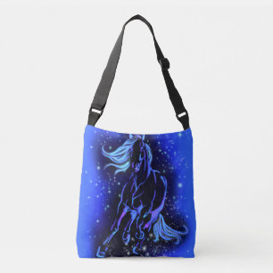 Bolsa Ajustável Cavalo Azul Magico Correndo À Lua À Noite Estrelad