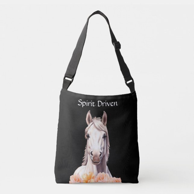 Bolsa Ajustável Cavalo Bonito e Flores Rosas Personalizado (Frente)