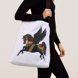 Bolsa Ajustável Cavalo de Carrossel Pegasus Preto Elegante Vintage