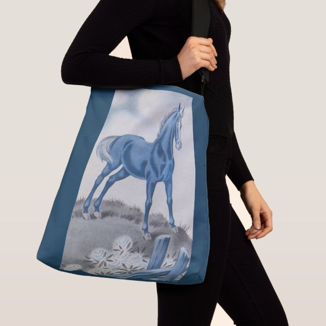 Bolsa Ajustável cavalo feliz em azul (Close Up)