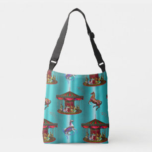 Bolsa Ajustável Cavalos do carrossel no azul
