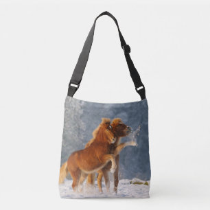 Bolsa Ajustável Cavalos Islandeses brincam com o Crossbody Engraça