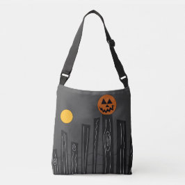 Bolsa Ajustável Cena de Halloween com abóbora, corvo e lua