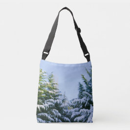 Bolsa Ajustável Cena de neve, bonito vergreens de neve, médio