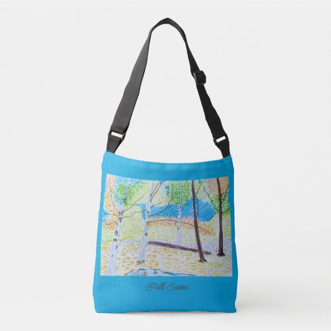 Bolsa Ajustável Cena de Outono Desenhada (Frente)