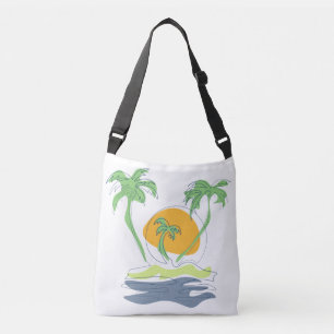 Bolsa Ajustável Cenário de praia de ilha tropical. Árvore de palme