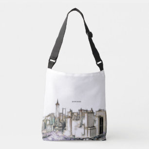 Bolsa Ajustável Céu Preto E Branco Desenho da Cidade de Nova York
